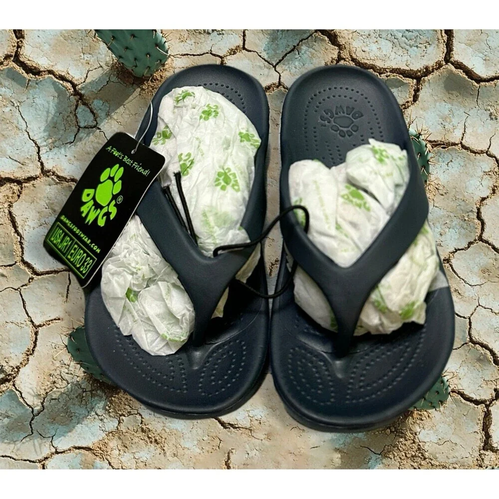 Dawgs Deep Navy Foam Thong Sandals size 1 kids